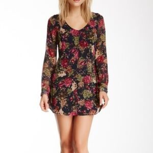 ASTR Dress S Small Floral Open Back Chiffon Shift